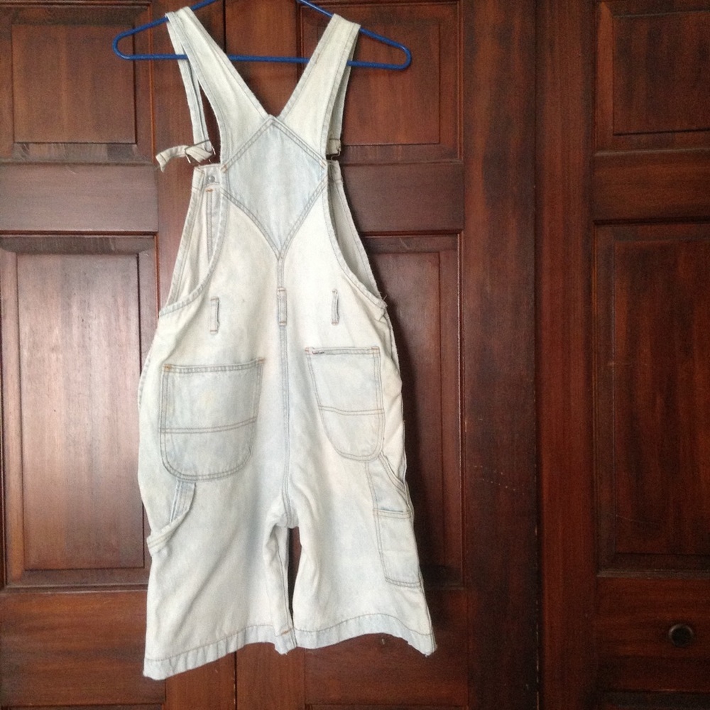 Bib short overalls - bleached denim 100% cotton - Picture 2 of 5